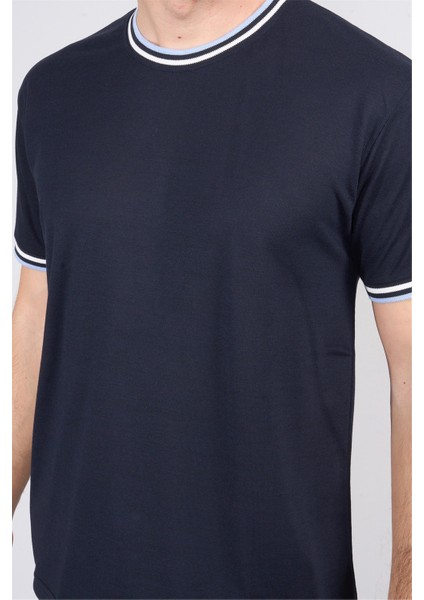 3792 Erkek Bisiklet Yaka 30/1 Pike T-Shirt Lacivert modelleri