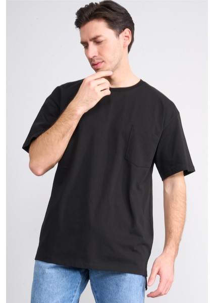 Çetinkaya Mentality 3892 Bisiklet Yaka 30/2 Süprem Loose Fit T-Shirt Siyah