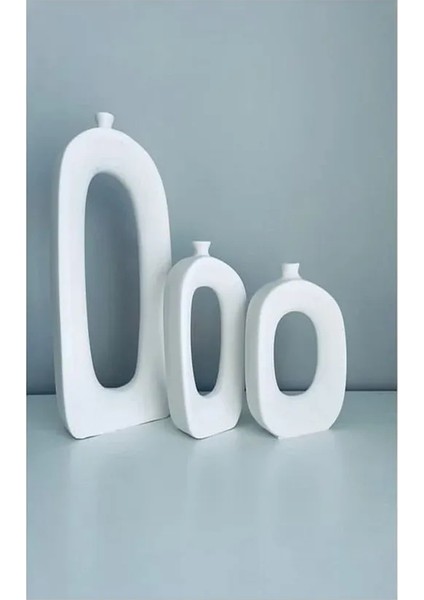 Bohem Modern Minimalist Seramik(Taş Tozu) Vazo Seti – 3'lü Dekoratif Tasarım