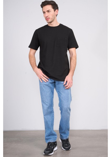 Çetinkaya Mentality 3414 Bisiklet Yaka Petek Örme Regular Cepli T-Shirt Siyah fiyatları
