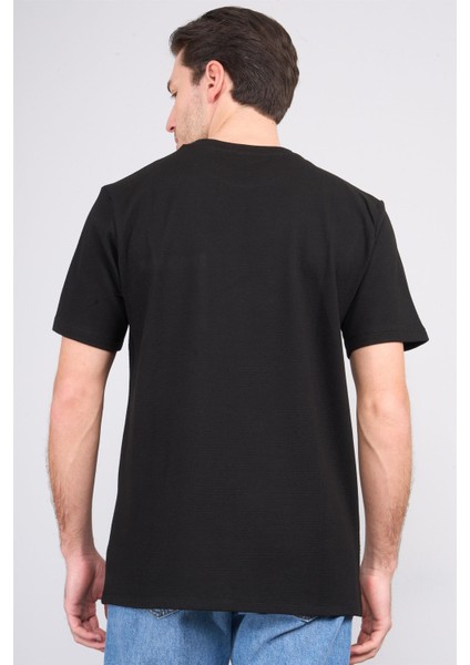 Çetinkaya Mentality 3414 Bisiklet Yaka Petek Örme Regular Cepli T-Shirt Siyah fırsatları