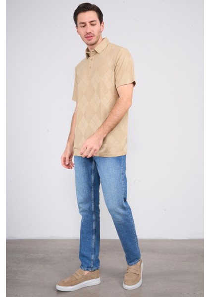 Çetinkaya Mentality 4230 Erkek Polo Yaka Jakarlı Interlok Regular T-Shirt Bej fiyatları