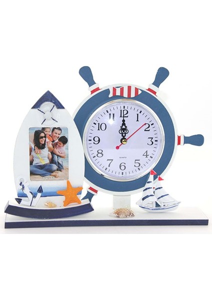Ahşap Marin Dümenli Çerceveli Saat 21*26 cm