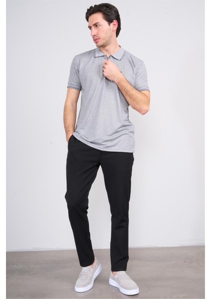 Çetinkaya Mentality 3366 Erkek Fermuarlı Polo Yaka Jakarlı T-Shirt Gri- Beyaz fiyatları