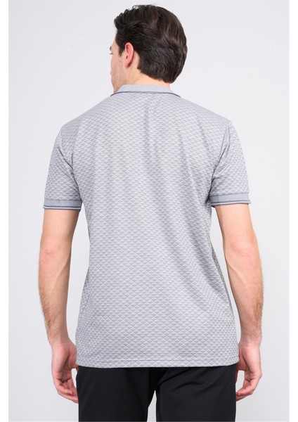 Çetinkaya Mentality 3366 Erkek Fermuarlı Polo Yaka Jakarlı T-Shirt Gri- Beyaz fırsatları