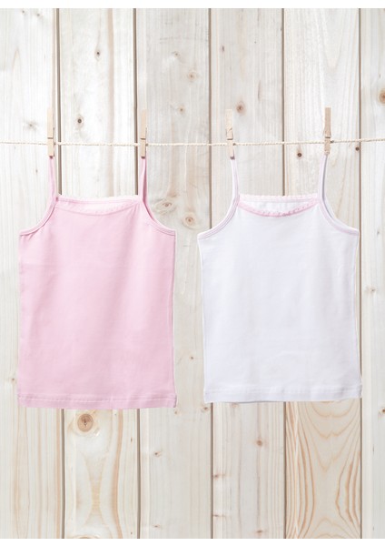 Kız Çocuk Atlet 2Li Paket 1296 Beyaz-Pembe