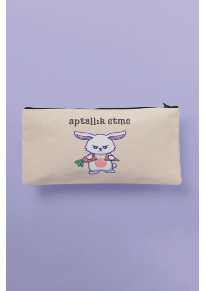 Aptallık Etme Baskılı Bez Makyaj Çantası Kalemlik Cüzdan