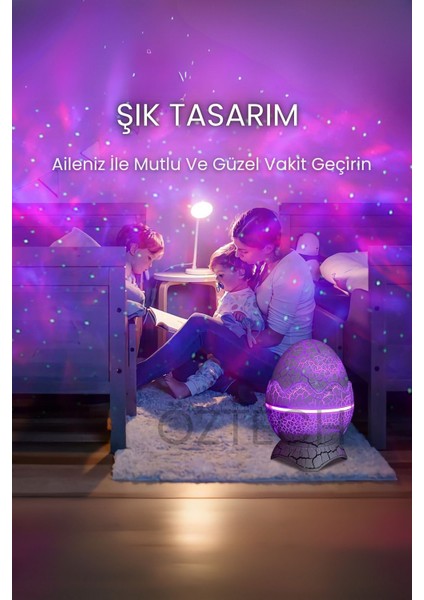 Renkli Dinazor Yumurtası Kumandalı Bluetooth Gece Lambası ve Tavan Yansıtıcı Hoparlör fiyatları