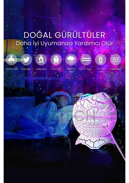 Renkli Dinazor Yumurtası Kumandalı Bluetooth Gece Lambası ve Tavan Yansıtıcı Hoparlör modelleri