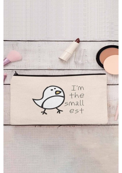 I’m The Smallest Minik Kuş Baskılı Bez Makyaj Çantası Kalemlik Cüzdan