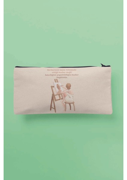 Istediğini Yapabildiğin Kadar Özgürsün Motivasyon Baskılı Bez Makyaj Çantası Kalemlik Cüzdan