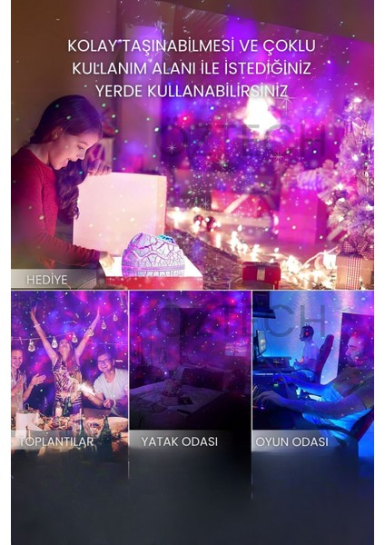 Renkli Dinazor Yumurtası Kumandalı Bluetooth Gece Lambası ve Tavan Yansıtıcı Hoparlör