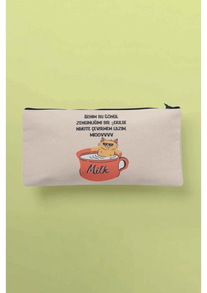 Gönül Zenginliğimi Nakite Çevirmem Lazım Baskılı Bez Makyaj Çantası Kalemlik Cüzdan