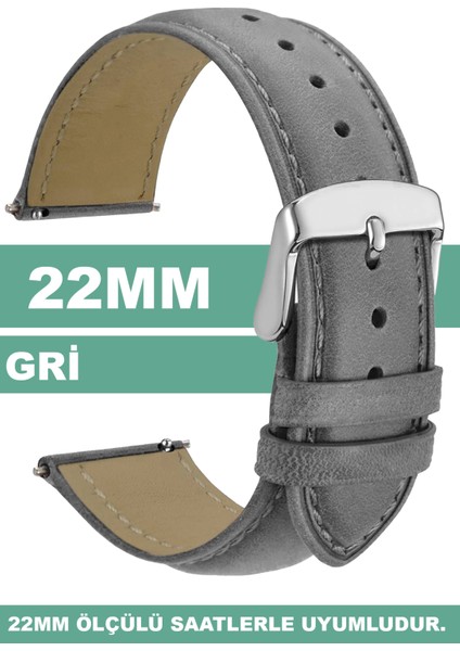22mm Fossil-Welder-Wesse-Casio-Armani-Omega-Seiko-Tissot Saat Uyumlu Deri Saat Kordonu Kayışı MR1