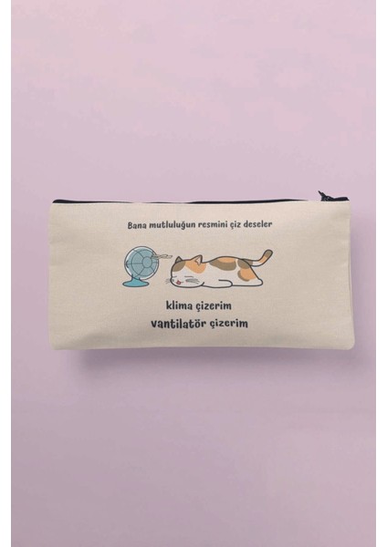 Klima Çizerim Komik Eğlenceli Baskılı Bez Makyaj Çantası Kalemlik Cüzdan