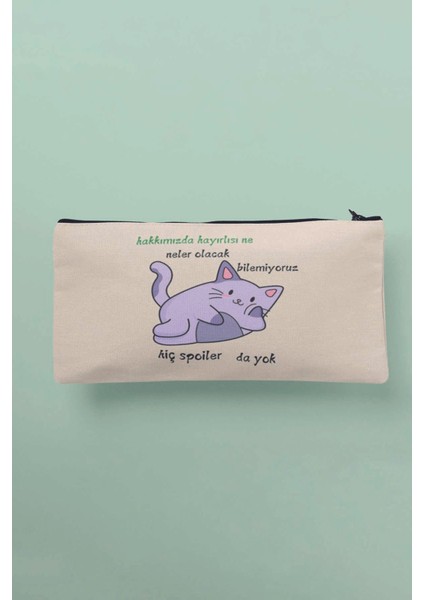 Hiç Spoiler Da Yok Komik Baskılı Bez Makyaj Çantası Kalemlik Cüzdan