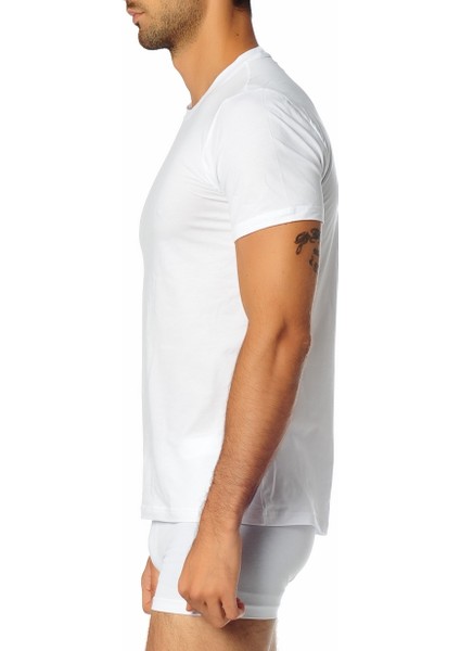 Aura Erkek Bisiklet Yaka T-Shirt 9506 Beyaz modelleri