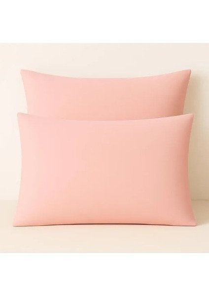 Pembe %100 Pamuk 2'li Yastık Kılıf