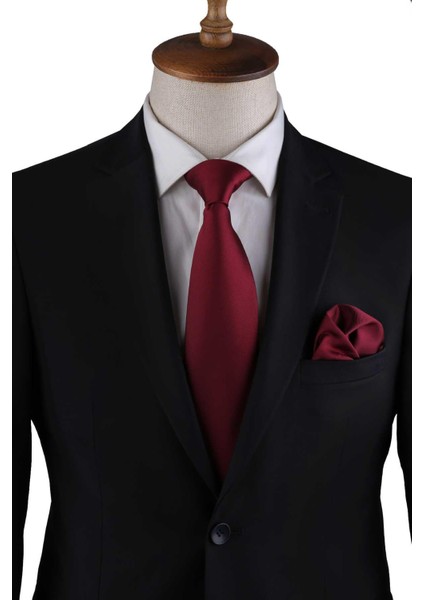 Bordo Reps Dokulu Düz Mendilli Klasik Kravat KK13180 fiyatları