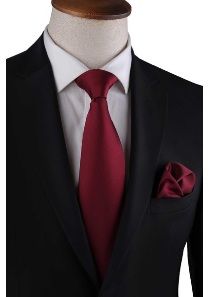 Bordo Reps Dokulu Düz Mendilli Klasik Kravat KK13180 fırsatları
