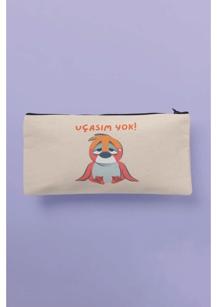 Uçasım Yok Komik Baskılı Bez Makyaj Çantası Kalemlik Cüzdan