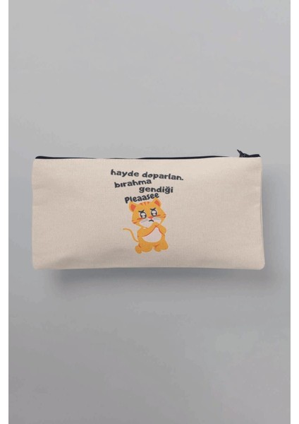 Hayde Dobarlan Komik Baskılı Bez Makyaj Çantası Kalemlik Cüzdan