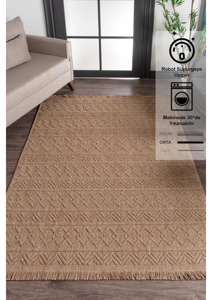 Naturel Pera, Jüt Modern Dokuma Soft Tuşeli Sisal Cut Loop Masaj Mekan Salon Oda Halısı