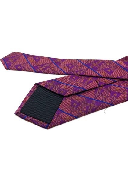 Dromdegy Style Mor Motif Desen Italyan Ipek Kravat İK1957