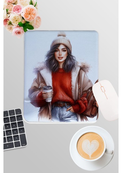 Dört Mevsim Temalı No:2 Coffee Baskılı Oyuncu Gaming Dikdörtgen Bilek Destekli Mousepad