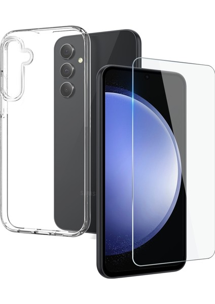 Samsung Galaxy S23 FE Şeffaf Silikon Kılıf + Cam Ekran Koruyucu Seti (1 CAM 1 KILIF)