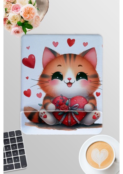 Sevimli Hayvanlar No:7 Baskılı Oyuncu Gaming Dikdörtgen Bilek Destekli Mousepad
