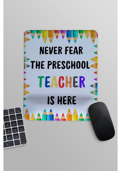 Preschool Teacher Anaokulu Öğretmeni Hediyelik Baskılı Dikdörtgen Bilek Destekli Mousepad