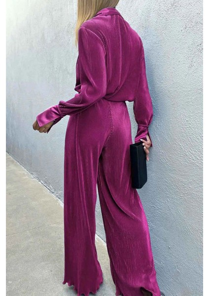 Rahat Kesim Maiya Bluz - Uzun Kollu, Düğmeli ve Plise Detaylı fiyatları