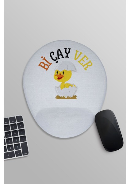 Bi Çay Ver Komik Eğlenceli Baskılı Oval Bilek Destekli Mousepad