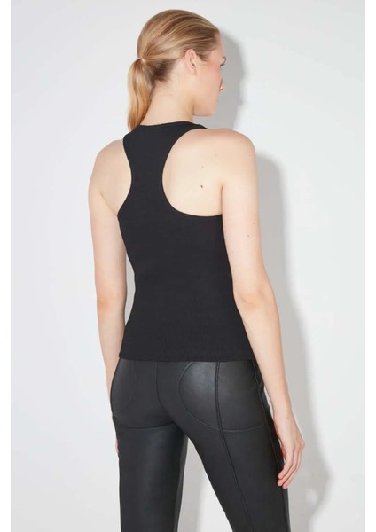 Şık Siyah Ribana Pamuk M Tank Top - Sol Yanda M Nakışlı fiyatları