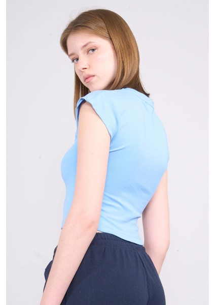 Çetinkaya Fithit 3266A Bayan Bisiklet Yaka 30/1 Likralı Süprem Crop T-Shirt Açık Mavi fırsatları