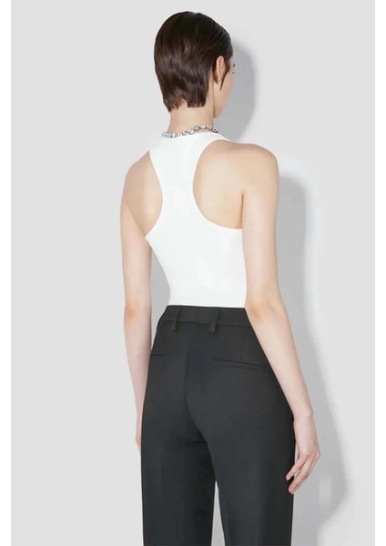 Beyaz Ribanalı M Tank Top - %98 Pamuk, Şık ve Konforlu fiyatları