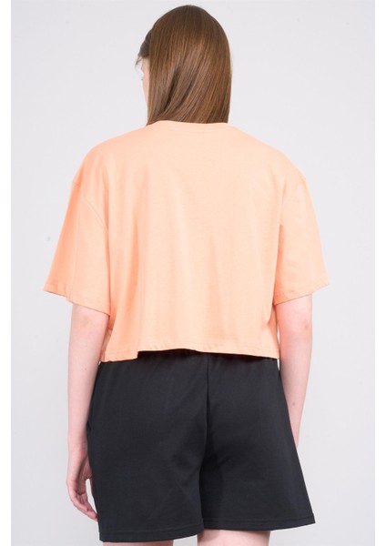 Çetinkaya Fithit 8385 Bayan Bisiklet Yaka 30/1 Penye Baskılı Oversize T-Shirt Kayısı fırsatları