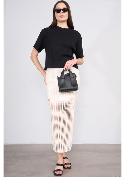 Ikoll 1004503 Siyah Kadın Basic Crop T-Shirt fiyatları