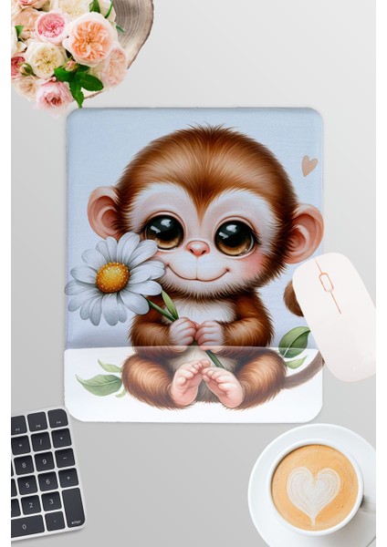 Sevimli Hayvanlar No:1 Baskılı Oyuncu Gaming Dikdörtgen Bilek Destekli Mousepad