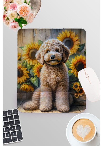 Sevimli Cins Köpekler Baskılı Oyuncu Gaming Dikdörtgen Bilek Destekli Mousepad