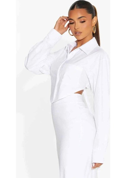 Şık Back In A Strap Gömlek Crop Top Tasarımı - Ayarlanabilir Askılı, Uzun Kollu