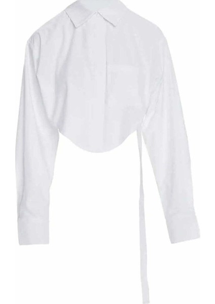 Şık Back In A Strap Gömlek Crop Top Tasarımı - Ayarlanabilir Askılı, Uzun Kollu fiyatları