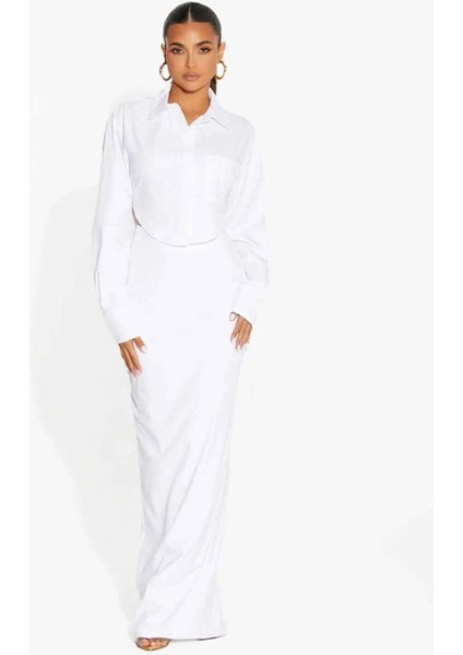 Şık Back In A Strap Gömlek Crop Top Tasarımı - Ayarlanabilir Askılı, Uzun Kollu fırsatları