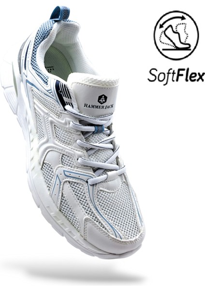 H25021 Blause Soft Flex Erkek Beyaz Mavi Yürüyüş Günlük Sneaker Spor Ayakkabı
