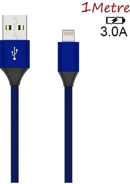 Iphone 14-13-12 11 3.0A Hızlı Halat USB Şarj Kablosu 1MM-(1903) - KA2401-6633 fiyatları