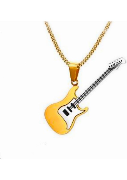 Paslanmaz Çelik Elektro Gitar Kolye Erkek Takı