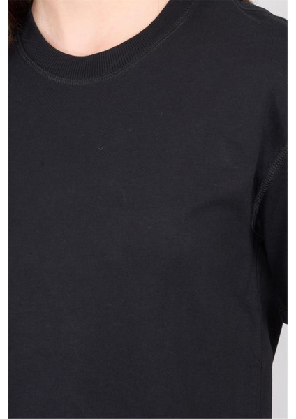 Ikoll 1004623 Siyah Kadın Karyoka Dıkıs Detaylı T-Shirt modelleri