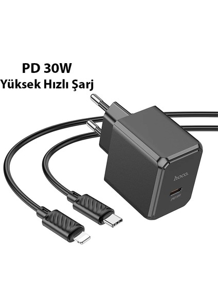 Hoco CS15A 30W Type-C Şarj Aleti + Type-C To iPhone Lightning Kablo SETI-(1903) - KA9491-9179 modelleri