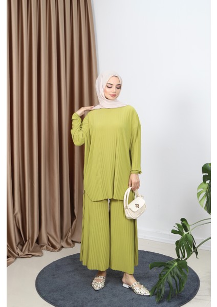 Piliseli Bol Kesim Pantolonlu Takım indirimleri